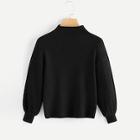 Romwe Ribbed High Neck Solid Jumper