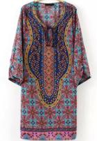 Romwe Baroque Pattern Print Shirt Dress