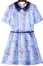 Romwe Doll Collar Flower Print Dress