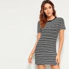 Romwe Striped Sheath T-shirt Dress