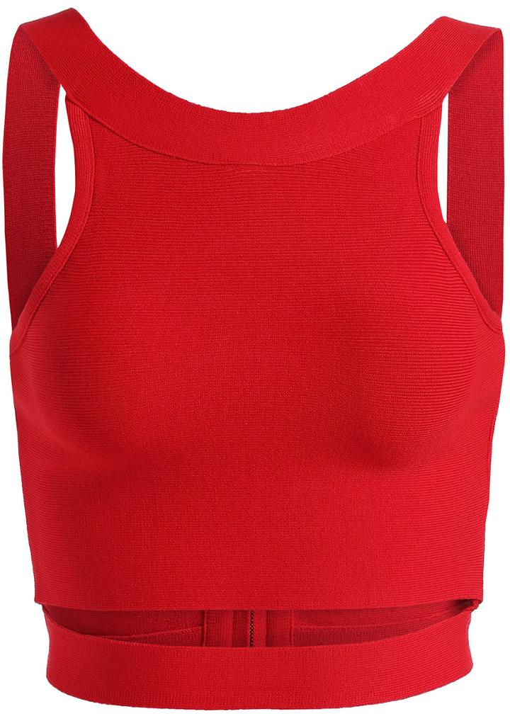 Romwe Cut Out Slim Crop Red Vest