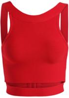 Romwe Cut Out Slim Crop Red Vest
