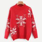 Romwe Christmas Rib Trim Snowflake Sweater