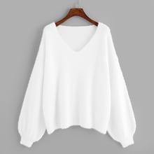Romwe Plus Lantern Sleeve Fuzzy Jumper