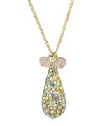 Romwe Gold Plated Long Colorful Rhinestone Pendant Necklace For Women
