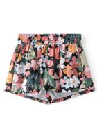 Romwe Elastic Waist Floral Shorts