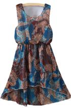 Romwe Paisley Print High Low Chiffon Dress