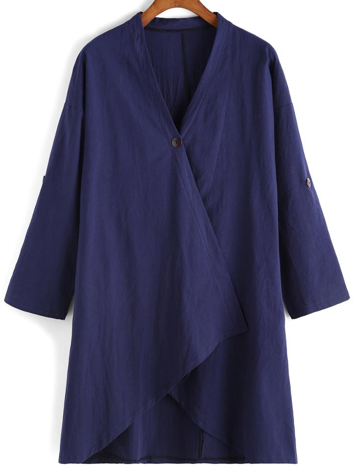 Romwe V Neck Dip Hem Loose Top