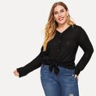 Romwe Plus Single Breasted Knot Hem Coat