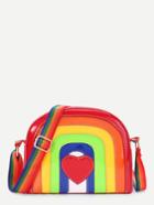 Romwe Heart Patch Rainbow Shaped Pu Shoulder Bag