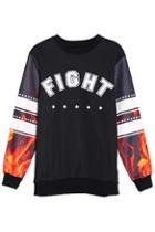 Romwe Fight & Flame Sweatshirt