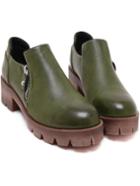 Romwe Green Round Toe Side Zipper Ankle Boots