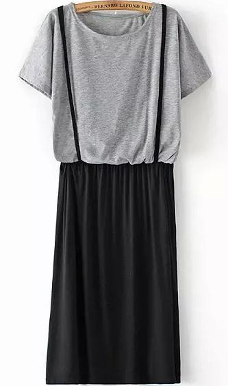 Romwe Short Sleeve Shift Grey Dress