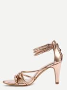 Romwe Strappy Ankle Cuff High Heel Sandals - Champagne