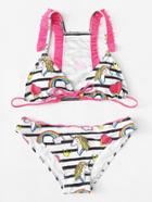 Romwe Frill Striped Bikini Set