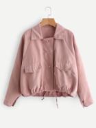 Romwe Drawstring Hem Double Pockets Jacket