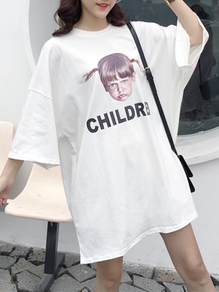 Romwe Figure Print Oversized Dress