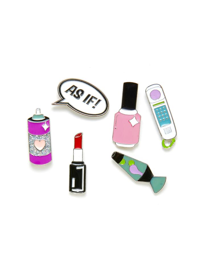 Romwe Lipstick And Vase Design Brooch Set
