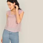 Romwe Gathered Wide Strap Top
