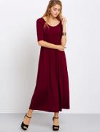 Romwe Scoop Neck Cut Out Back Maxi Dress