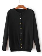 Romwe Button Cuff Dip Hem Cardigan