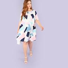 Romwe Plus Geo Print Dress