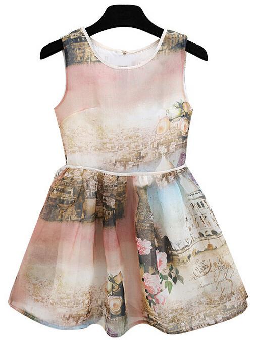 Romwe Florals Organza Flare Dress