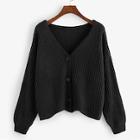 Romwe Drop Shoulder Single Breasted Knit Coat
