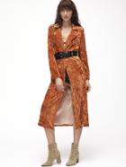 Romwe Brown One Button Front Longline Crushed Velvet Coat