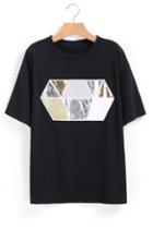 Romwe Diamond Patch Loose T-shirt