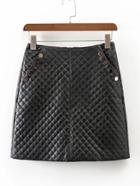 Romwe Button Detail Quilted Skirt