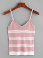 Romwe Contrast Striped Cami Top
