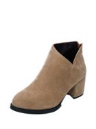 Romwe V Cut Block Heeled Ankle Boots
