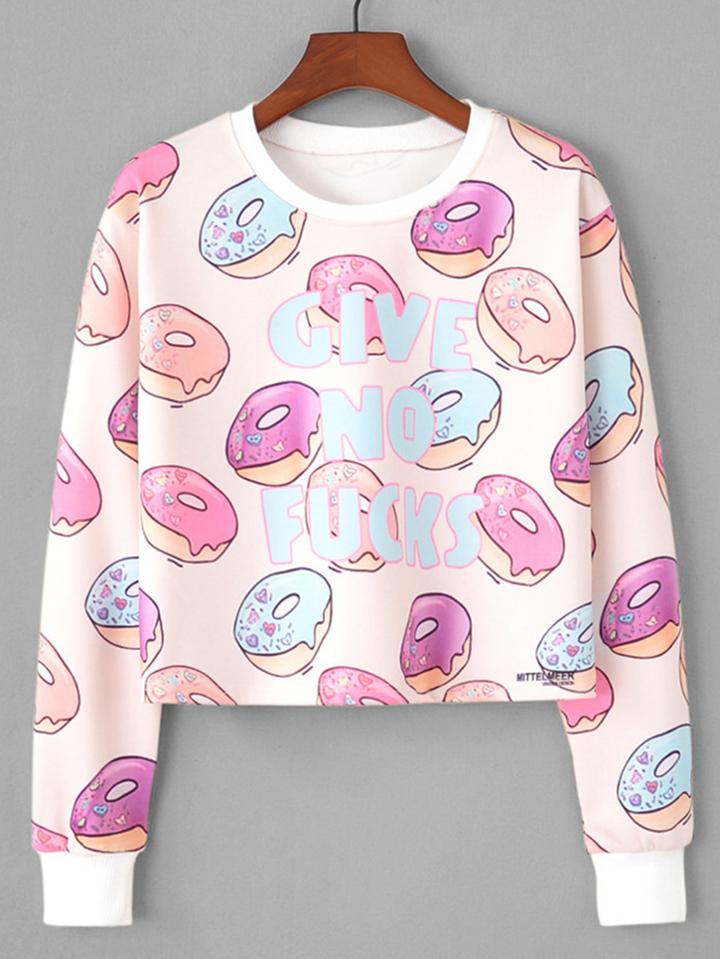 Romwe Donuts Print Sweatshirt