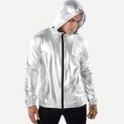 Romwe Men Metallic Solid Hooded Jacket
