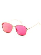 Romwe Gold Delicate Frame Pink Lens Sunglasses