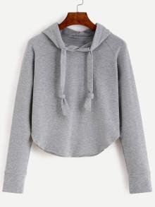 Romwe Raglan Sleeve Hooded Sweatshirt