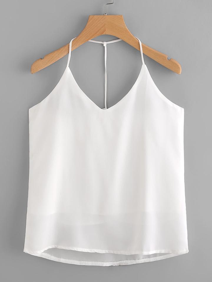 Romwe T Strap Back Chiffon Top