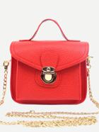 Romwe Red Pebbled Pu Flap Chain Bag