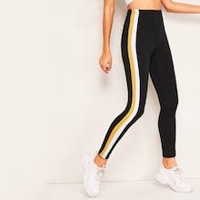 Romwe Color-block Side Skinny Leggings