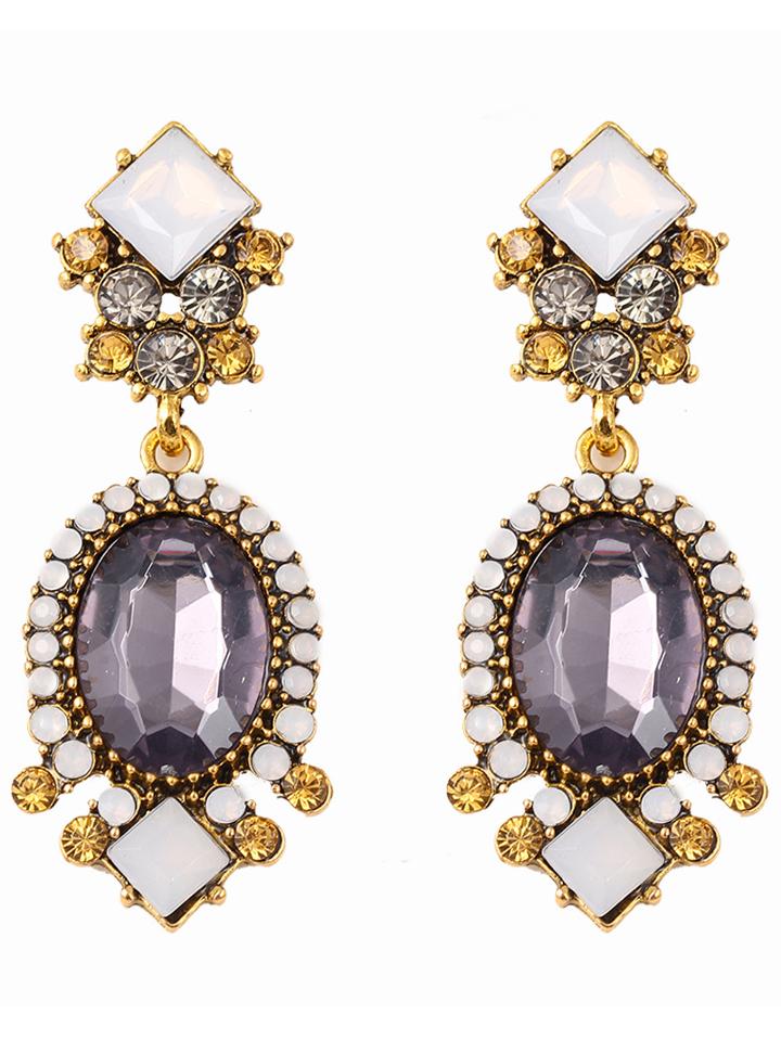 Romwe Crystals Gemstone Earrings