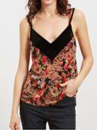 Romwe Multicolor Floral Print Velvet Cami Top