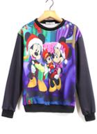 Romwe Christmas Mickey Print Sweatshirt