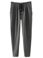 Romwe Grey Elastic Tie-waist Pockets Pants