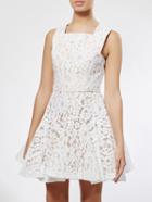 Romwe White V Back Lace Flare Dress