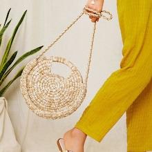 Romwe Straw Braided Round Bag