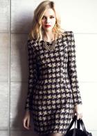 Romwe Houndstooth Slim Bodycon Dress