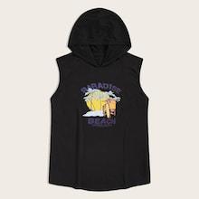 Romwe Guys Coconut Trees Print Hooded Top
