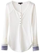 Romwe White Contrast Cuff Button Up Curved Hem Knitwear