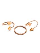 Romwe 3pcs Gold Plated Triangle Spiral Ring Set